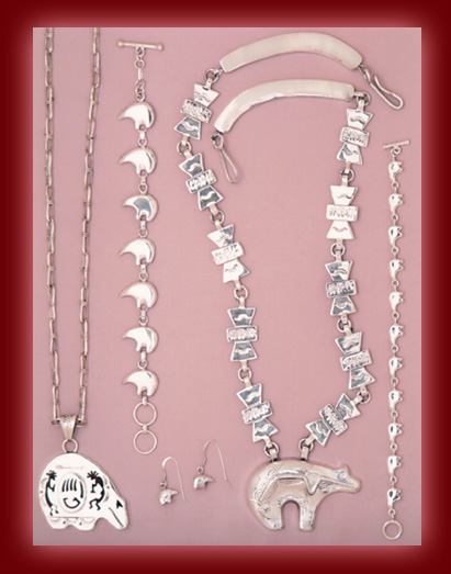 Sterling Silver and Gold Bear jewelry in Pendants, Necklaces, Earrings, and Bracelets.