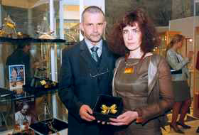 Danuta and Mariusz Gliwinski attending an European exhibition of their Fashion Amber Jewelry